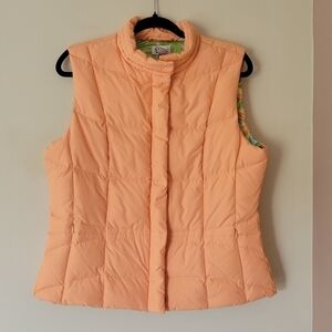 Lilly Pulitzer White Label Creamsicle Orange Down Puffer Vest Size Large